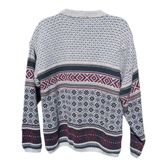 Vintage Croft & Barrow 90s Y2K Men's Large 100% Cotton Fair Isle Nordic Sweater - Picture 3 of 9